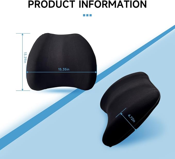 Really Plush Lumbar Support Pillow for Car Seat, Lower Back Support Pillow | 100% Memory Foam Lumbar Pillow - Breathable Removable Cover & Ergonomic Design, Back Pillow for Back Pain Relief(Black, 1PC) - Image 2
