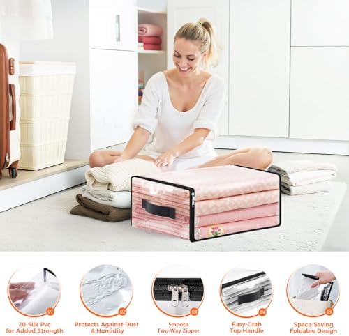 SpaceWhisper Clear Sheet Storage Bags, 6 Pack, 17.7 x 15.7 x 7.9 in | Sheet organizers and storage, zippered closure, thick plastic, reinforced handles, clothes, blankets, under-bed storage - Image 3
