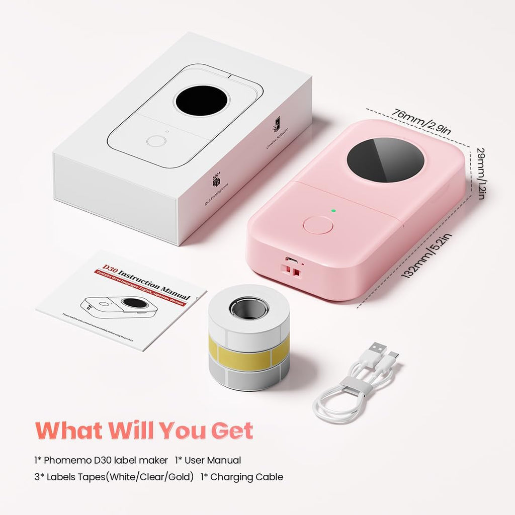 Phomemo D30 Portable Thermal Printer, Bluetooth Mini Label Maker Machine - Image 7