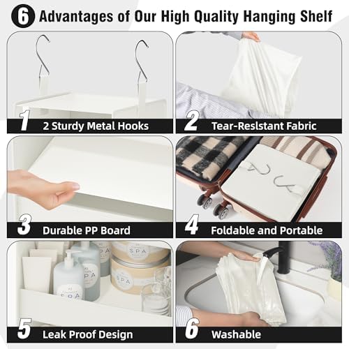 GRANNY SAYS 4-Shelf Hanging Closet Organizer, Foldable Storage, Beige | 44 lb Capacity, No-Sag Support, Keeps Clothes Neat, Folds Flat, Fits RV, Dorm & Small Closets - Image 5