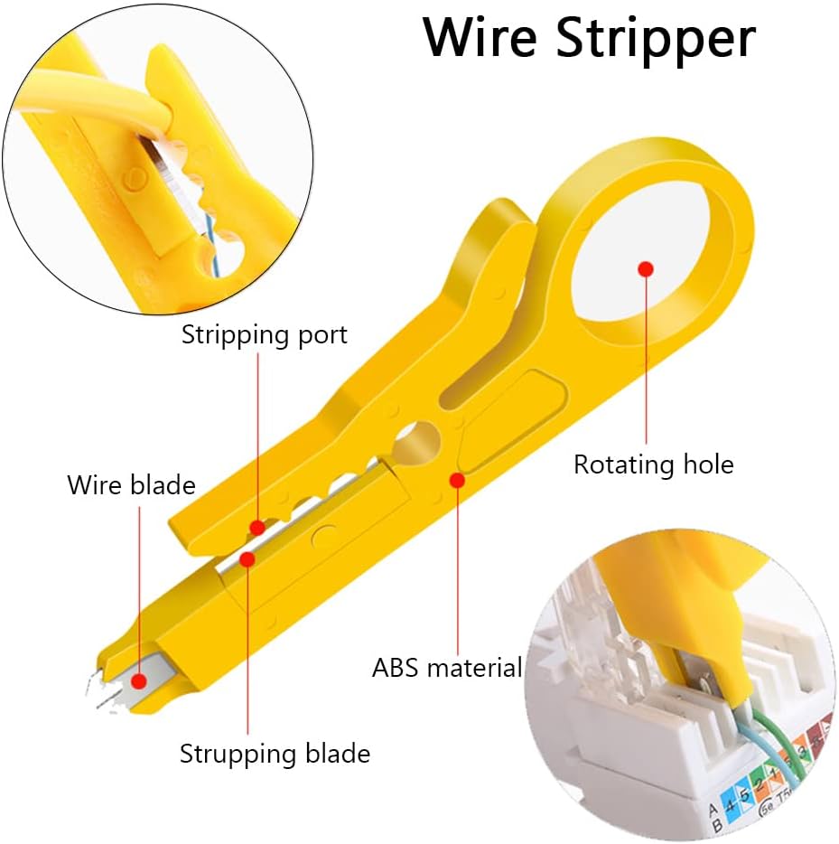 Network Tool Kit Professional Coax Crimper Tool Kit Coaxial Compression Stripping Tool Set Crimper Krone Punch Down Tool in a Zipper Case - Image 3