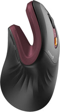 ProtoArc EM11 NL Wireless Ergonomic Vertical Mouse, Rechargeable, Wine Red | 58° vertical design supports a natural wrist posture, connect 3 devices via Bluetooth/2.4G USB-A, 500mAh USB-C rechargeable. by ProtoArc