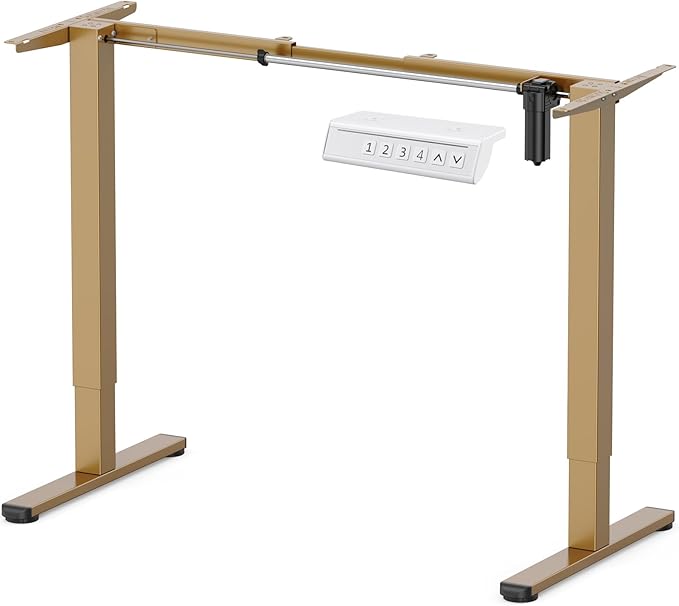 ErGear Electric Standing Desk Legs for 39.4-63.3 inch Desktops, 176 lbs | 4 memory settings,28.3-46.5 inch height range,quiet 55 dB operation,anti-collision,DIY desk frame setup,Easy Assembly,Gold by ErGear