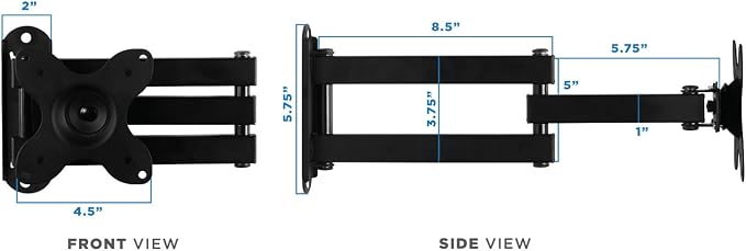 Mount-It! Small TV Monitor Wall Mount Arm, 19-27", 40 lbs | VESA 75/100 and RV compatible bracket tilts and swivels for flexible screen positioning. - Image 6