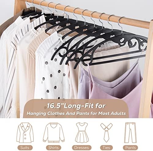 Plastic Hangers Black Clothes Hanger 30 Pack | No Shoulder Bumps, 360°Swivel Hook, Thin, Space Saving for Closet, Fit for Suits Pants Heavy Duty Adult Coat Shirt Dress - Image 6