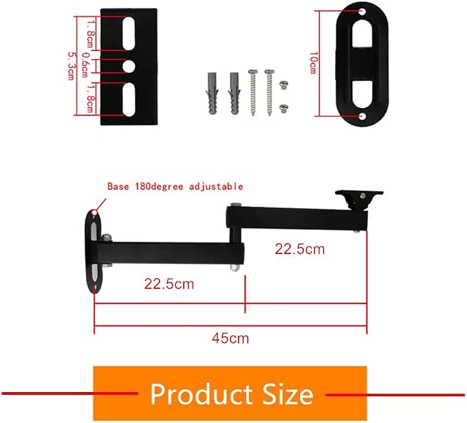 Articulating Magic Arm Wall Mount Holder Stand 15cm + 20cm,Wall Corner Mount Metal Black Bracket 35CM Long Arm Universal Angle Left Right Rotatable CCTV Camera Projector Holder - Image 3