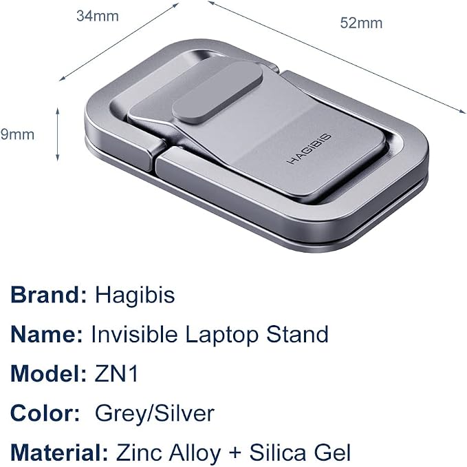 Hagibis Laptop Stand Adjustable Height for Desk, Portable Invisible Laptop Riser, Ergonomic Mount Keyboard Kickstands Aluminum Cooling Pad for MacBook Pro Air, Tablet Laptop (Grey) - Image 7