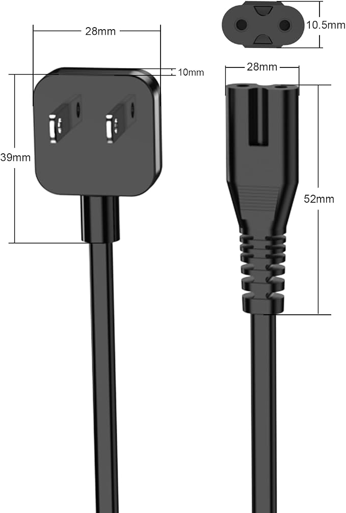 AC Adapter Power Cord 5ft, Super Slim Flat Plug Non Block Design, Figure 8 Power Cable Replacement for Chargers, TV, Xbox, PlayStation Series, Power Supply for Small Electronic Gadgets - Image 6