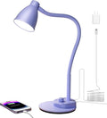 BOHON LED Desk Lamp with USB Charging Port, 3 Color Modes Dim, Lilac Purple | Reading Lamp, Auto Dimming Task Lamp, Flexible Neck Table Light for Office Dorm Bedside, Adapter Include by BOHON
