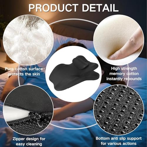 Couples Pillows 27° Position Ergonomic Contoured Support Pillow, NeckPillow, Reading Pillow Multi-Functional Memory Foam Lounger Cushion with Small Pillows Back Support for Couples(Black,23"x18"x15") - Image 4