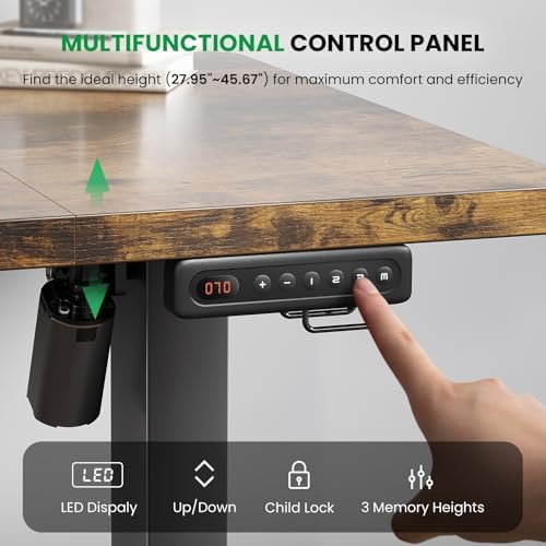 Electric Standing Desk Adjustable - 55 x 24 Inch Sit Stand up Desk with 0.8 Inch Thick Tabletop - Adjustable Height Table with 3 Memory Preset, Cable Management for Home Office - Image 6