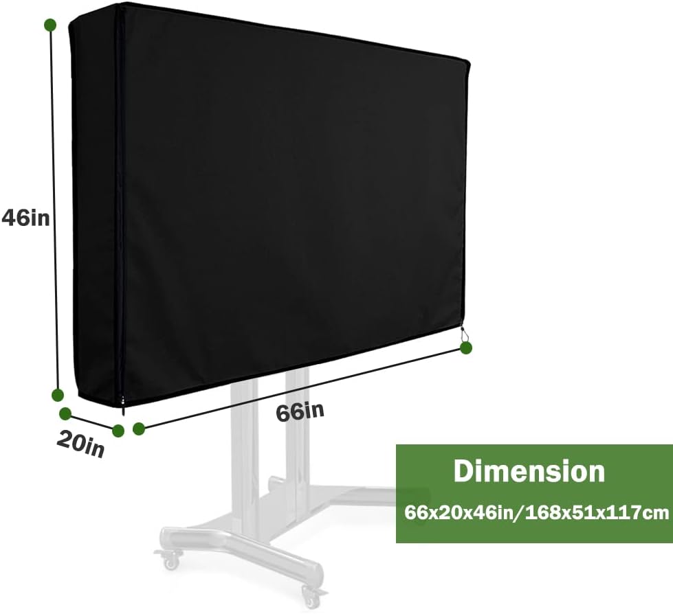 Outdoor Stand TV Cover 60-72 Inch - Outside Mobile Cart Weatherproof Dustproof Screen Protection for LED OLED LCD Flat & Curved TVs - Black - Image 5