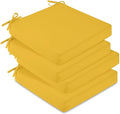 downluxe Waterproof Outdoor Chair Cushions Set of 4, 19" x 19" x 3" Patio Chair Cushion with Non-Slip Ties & Handle, Square Outdoor Cushion for Patio Furniture with Removable Cover, Yellow by Downluxe