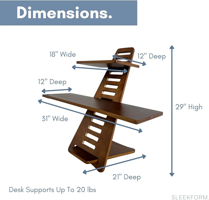 Saint John Standing Desk Converter - Walnut, Includes Tote Bag - Image 3
