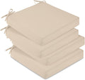 downluxe Waterproof Outdoor Chair Cushions Set of 4, 19" x 19" x 3" Patio Chair Cushion with Non-Slip Ties & Handle, Square Outdoor Cushion for Patio Furniture with Removable Cover, Beige by Downluxe
