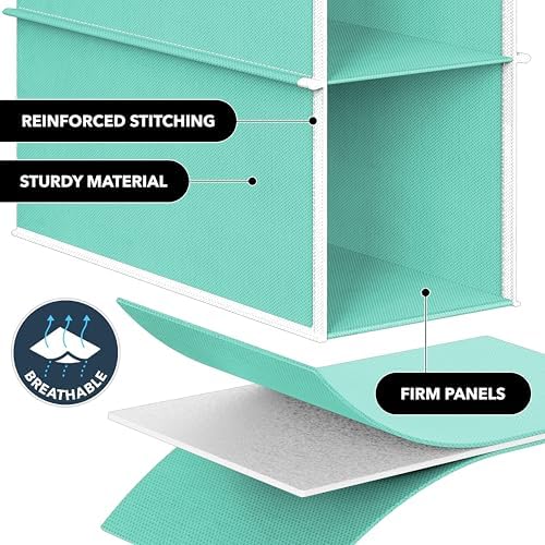 Simple Houseware 10 Shelves Closet Hanging Shoe Organizer, Turquoise | Dual Metal Hooks, Holds Up to 20 lbs, for Narrow Space - Image 5