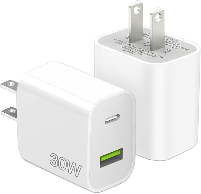 2 Pack 30W USB C Charger Block, Dual Port Type C Wall Charger Fast Charging | Power Adapter Cube for iPhone 14/14 Pro/14 Pro Max/14 Plus/13/12/11, XS/XR/X, iPad, Samsung, More by DENGWENQIANG