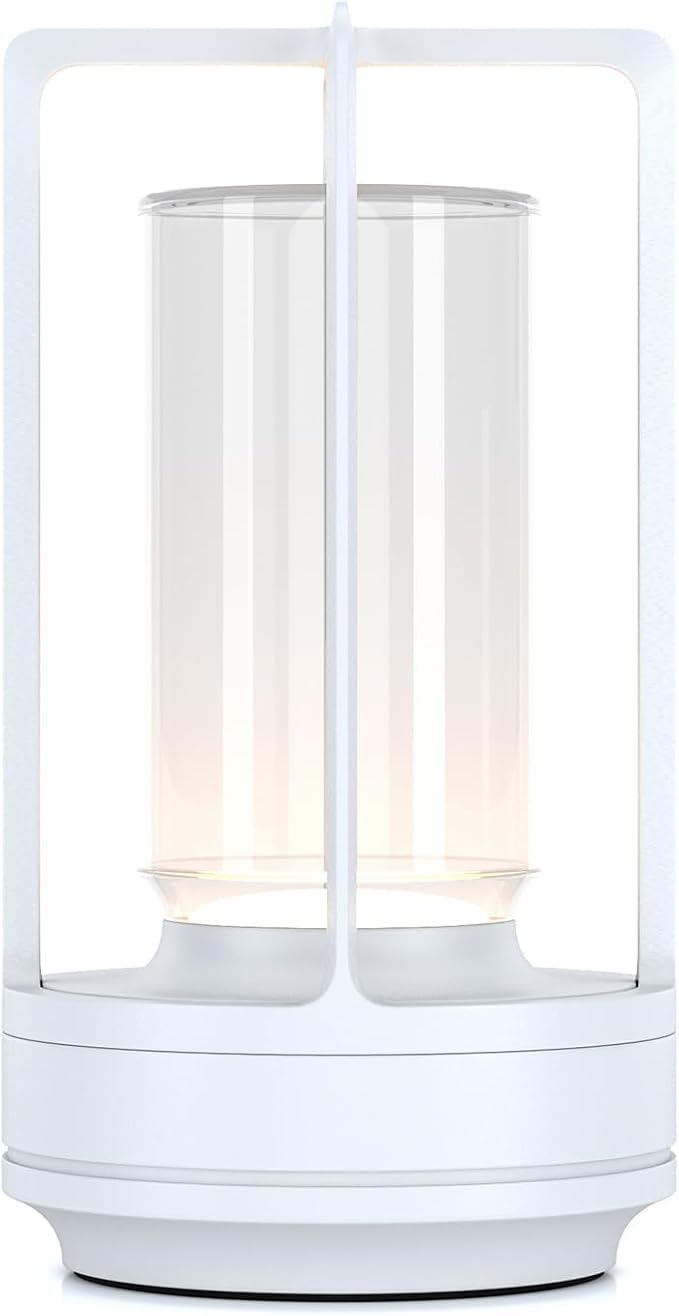 Rechargeable Cordless Small Metal Table Lamp, Stepless Dimming, 3-Color | White，2600mAh Battery, Portable LED Desk Light, Cute, Suitable for Indoor/Outdoor/Restaurant/Bedroom/Bar/Coffee/Camping by HAPYGILightings