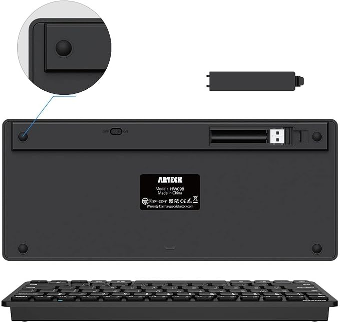 Arteck 2.4G Wireless Keyboard Ultra Slim and Compact Keyboard with Media Hotkeys for Computer Desktop PC Laptop Surface Smart TV and Windows 11/10/8/7, Black - Image 5
