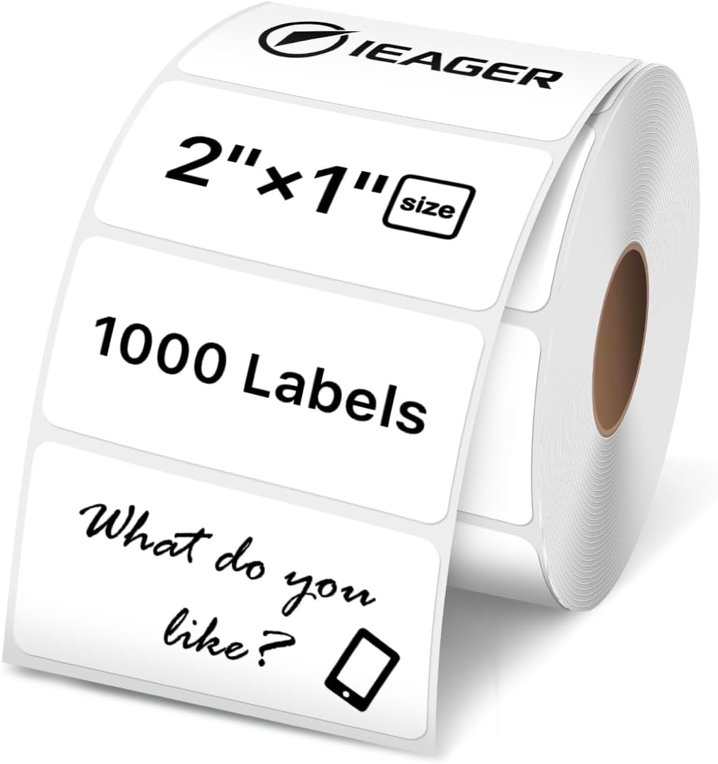 iEager 2x1 Inch Thermal Labels, White Rectangle Thermal Printer Stickers by iEager