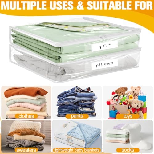 Plastic Storage Bags with Easy-Glide Zipper, Pack of 8, Durable Clear Vinyl Zippered Storage Bags for Clothes Sweaters Comforters Blankets Sheets Bedding (15.7 x 13.8 x 2.5 Inch, Transparent White) - Image 6