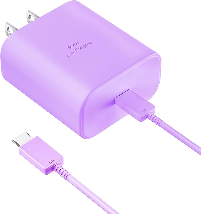 45W Super Fast Charger USB Type C Charger Cord 6.6FT with Android Phone Charger Fast Charging Block for Samsung Galaxy S26/S26 Ultra/S26+/S25/S25 Ultra/S25+/S24/S23/S22/S20/S21/Note 20/Note 10, Purple by Ubearkk