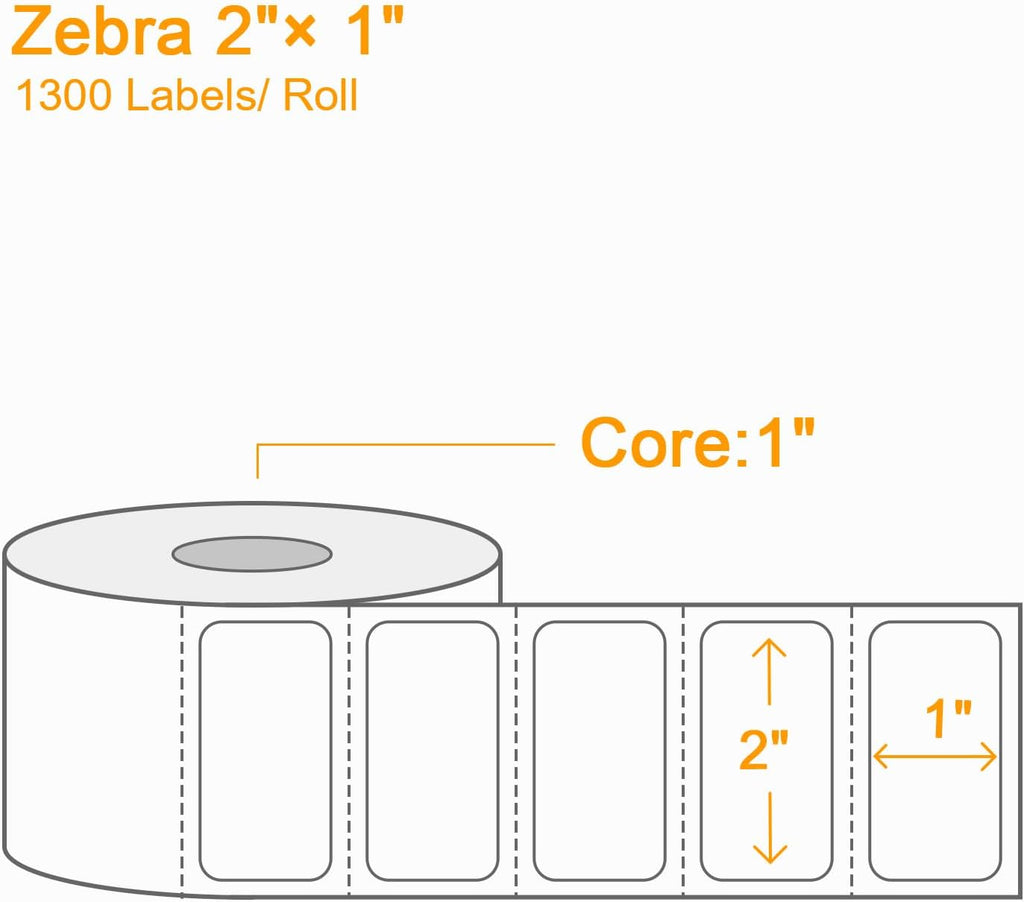 【15600 Labels/12 Rolls】 3-Proof 1" Core Labelebal 2" x 1" Direct Thermal Label (51mm x 25mm) Multipurpose Shipping Address Barcodes Labels Compatible for Zebra & Rollo Desktop Label Printer - Image 2