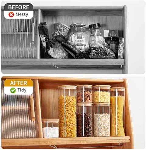 Square Glass Food Storage Jars with Lids 2.47 Qt [Set of 3], Perfect for Pasta, Cookies, Nuts, Coffee, Cereal, Flour, Organize Your Kitchen and Pantry with BPA-Free Glass Jars with Canisters - Image 6