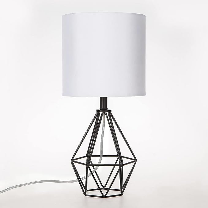 Black Bedside Table Lamps Set of 2, Small Nightstand Lamps for Bedroom, Modern Desk Lamps with TC Fabric Shade Geometric Metal Base for Living Room Study Office Farmhouse - Image 7