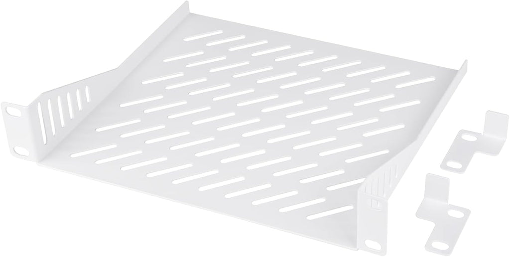 GeeekPi 1U Rack Mount Shelf for 10 inch Server Rack, 7.87" Depth Vented Cantilever Tray for Network Rack and DeskPi RackMate T1/T0 Server Cabinet (White) by GeeekPi