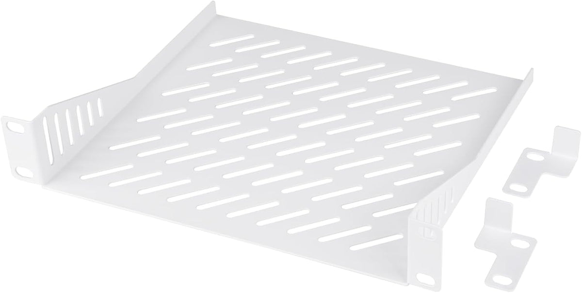 GeeekPi 1U Rack Mount Shelf for 10 inch Server Rack, 7.87" Depth Vented Cantilever Tray for Network Rack and DeskPi RackMate T1/T0 Server Cabinet (White) by GeeekPi