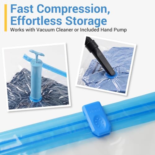 Fygrip 80% Space Saver Vacuum Storage Bags with Hand Pump, 20 Combo | Plastic Packaging Bags, Vacuum Seal Bags for Clothing, Travel Lugggage, Blankets, Comforters - Image 5