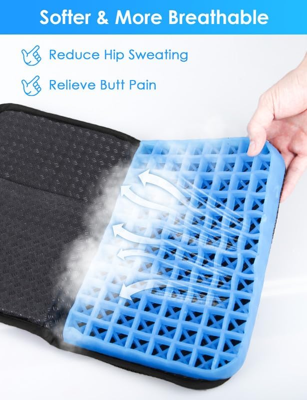 WISIMMALL Gel Seat Cushion Portable Travel Cushions, 16.5" x 12" Large Size Super Thick Foldable Chair Seat Cushion Lightweight for Car Office Chair Wheelchair, Pressure Sores Tailbone Pain Relief - Image 5