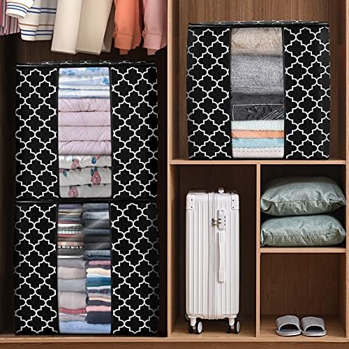 Storage Bags 4 Pack 100L Clothes Organization and Storage Containers | Large Blanket for Comforters,Bedding, Foldable Organizer with Reinforced Handle, Clear Window, Sturdy Zippers, Black - Image 6