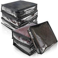 Clear Zippered Plastic Clothes Storage Bags, 6 Pack, Black | Clear Storage Bags with Zipper Plastic Storage Bags for Clothes Sweaters Blankets Sheets, Size: 15.7 x 13.8 x 3.9 Inch by Heonay