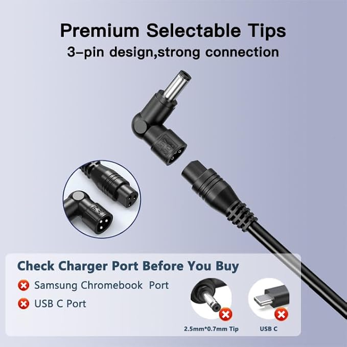 90W WENYAA Universal Laptop Charger Compatible with HP Dell Asus Lenovo Acer Sony Gateway Notebook Ultrabook AC Adapter Chromebook Power Supply Cord with 16 Tips - Image 4