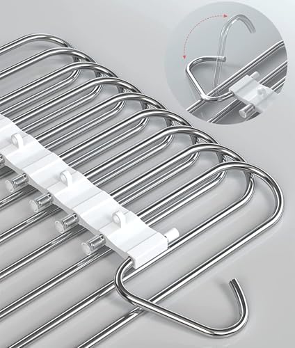 5 Layers Pants Hangers Space Saving Non-Slip Closet Organizer 4 Pack | Metal Space Saving Hangers Multi-Layer Multifunctional Rack Closet Organizers Storage for Skirts Jeans Trousers(Pure White) - Image 4