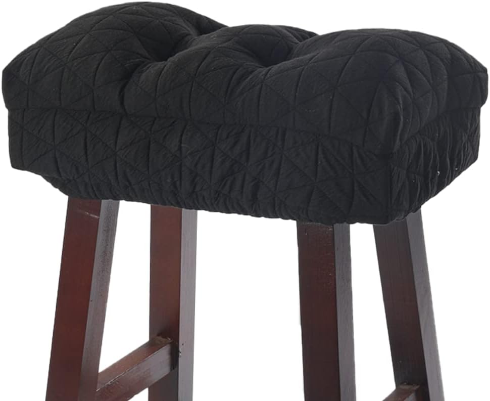 BUYUE Saddle Stool Seat Cushion, Luxury Triangle Fashion Jacquard with Anti-Skid Silicone Bar Stool Cushion Padded (Black, Rectangular,1 Count) - Image 4