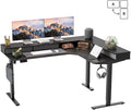 CubiCubi 63x48 Inches L Shaped Standing Desk with 3 Drawers and Monitor Shelf, Height Adjustable Corner Computer Desk with Hooks, Sit Stand Up Ergonomic Home Office Workstation Table, Modern Black by CubiCubi