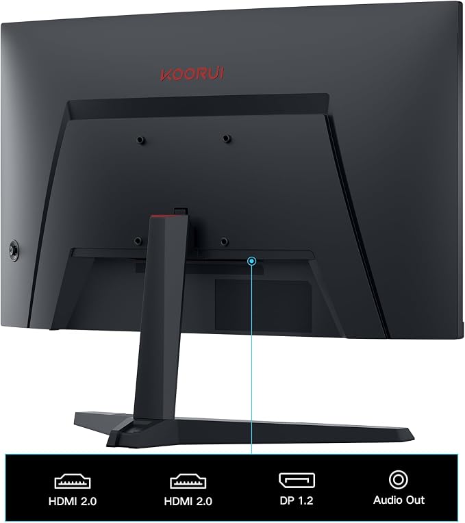 KOORUI 24 inch Curved Gaming Monitor 180Hz FHD 1080P, 1ms 1500R Display | Adaptive Sync, 99% sRGB, HDMI×2 and DisplayPort, Eye Care, VESA, Tilt, FPS & Console Gaming, Bedroom/Dorm Setup - Image 10