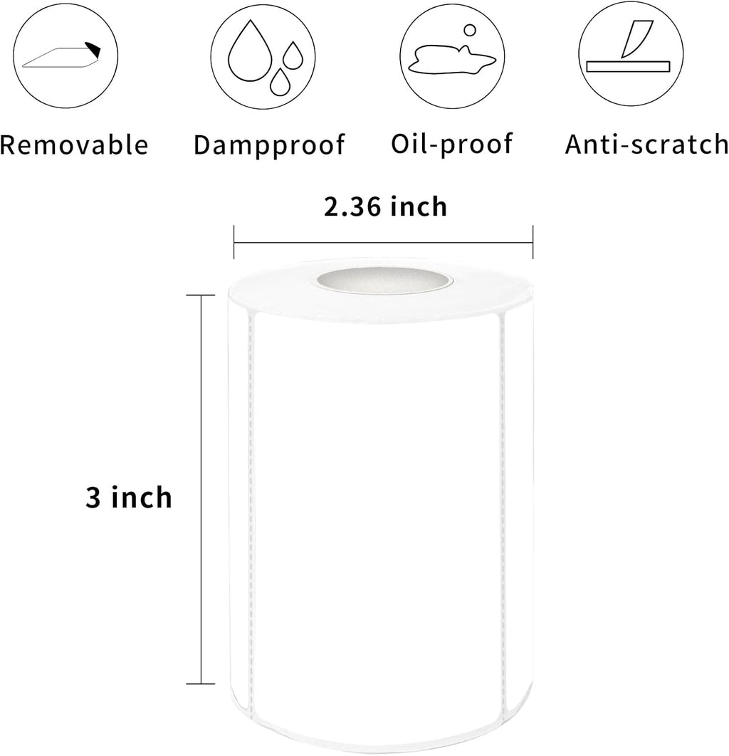 2×3 Inch White Removable Thermal Labels,Waterproof Thermal Label,300 Sheets per Roll with Perforated Lines - Image 2