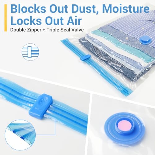 Fygrip 80% Space Saver Vacuum Storage Bags with Hand Pump, 20 Combo | Plastic Packaging Bags, Vacuum Seal Bags for Clothing, Travel Lugggage, Blankets, Comforters - Image 3