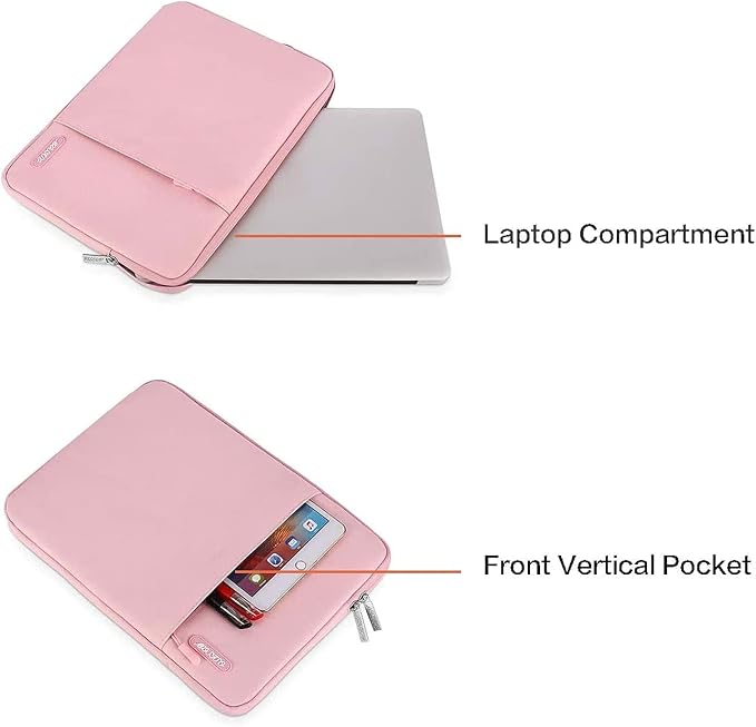 MOSISO Laptop Case 14 inch, Laptop Sleeve Bag with Pocket | Compatible with HP Lenovo Dell ASUS Acer, HP Stream, Dell Latitude, Polyester Vertical Computer Bag, Pink - Image 4