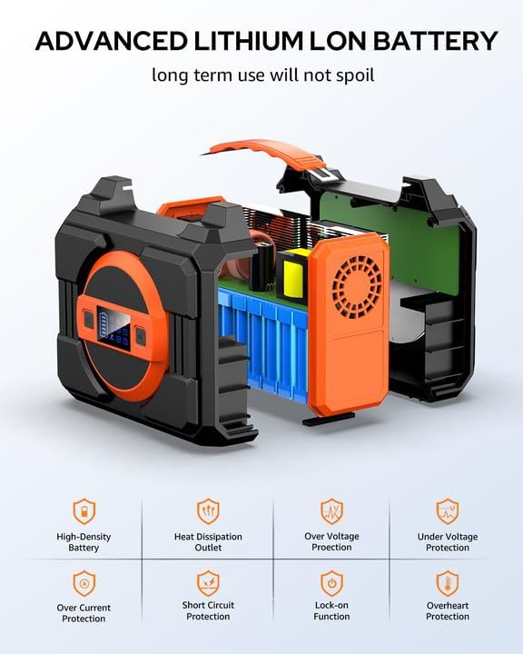 Portable Solar Generator, 300W Portable Power Station with 40W Solar Panel | 220Wh Lithium Battery Power Pack with Pure Sine Wave AC Outlet, Solar Powered Generator for Outdoor Camping RV Van Travel - Image 7