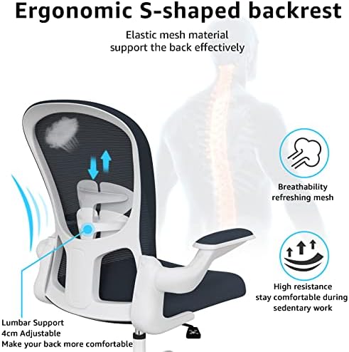 Ergonomic Office Chair, Comfort Swivel Home Office Task Chair, Breathable Mesh Desk Chair, Lumbar Support Computer Chair with Flip-up Arms and Adjustable Height - Image 3
