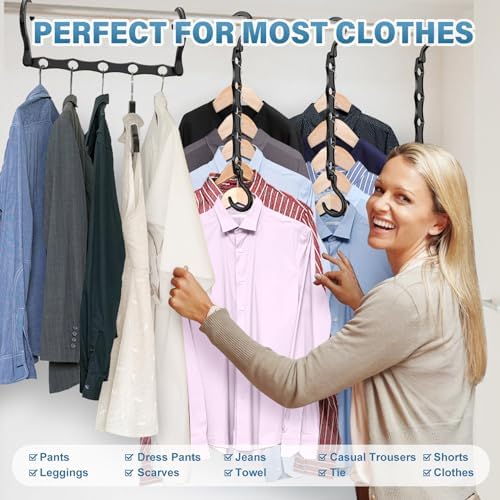 24 Pack Hangers Space Saving Magic Plastic Hanger Organizer Dark Black | Shirt Space Saving Hangers, Multi Clothes Hangers Space Saver for Closet Organizers Storage College Dorm Room Essentials - Image 6