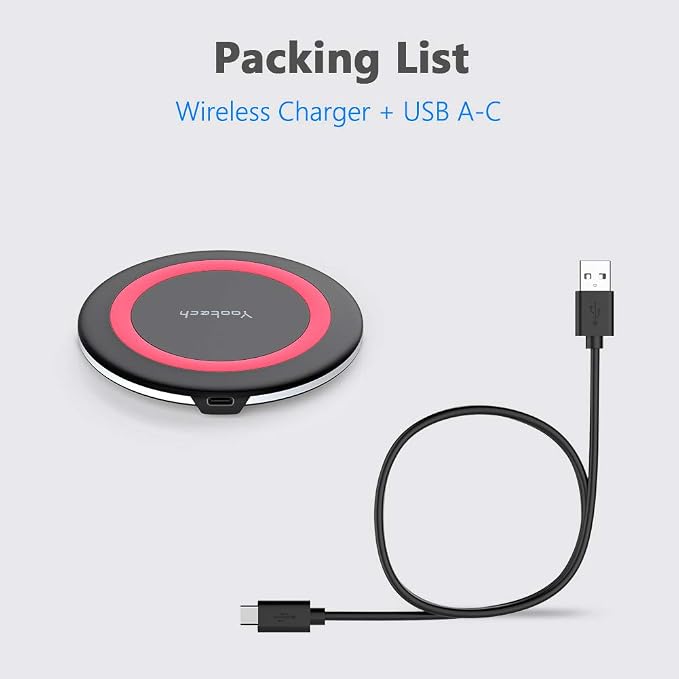 Yootech Wireless Charger,10W Max Wireless Charging Pad Compatible with iPhone 17/17 Pro/17 Pro Max/Air/16/15/14/13/SE 2022/12/11,Samsung Galaxy S25/S24/S23,for AirPods Pro 3(No AC Adapter) - Image 6