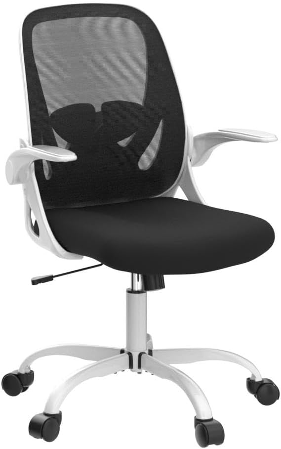 Office Chair Ergonomic Desk Chair with Adjustable Lumbar Support and Height, Swivel Breathable Desk Mesh Computer Chair with Flip up Armrests for Conference Room(White) - Image 5