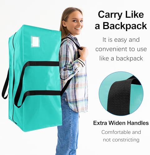 VELVETSURE 6 Pack Heavy Duty Large Moving Bags W/Backpack Straps - Strong Handles & Zippers, Storage Totes For Space Saving, Fold Flat, Alternative to Moving Box and Storage Bin, Aquamarine - Image 4