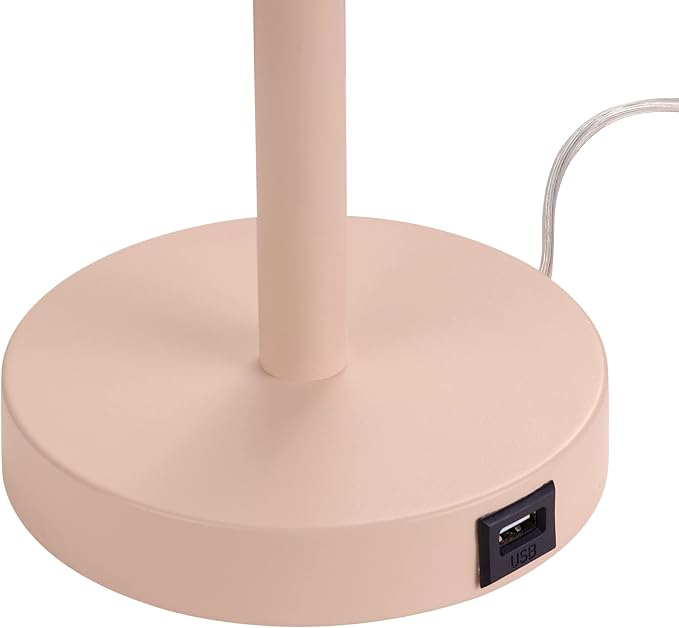 Globe Electric 30290 19" 2-Light Desk Lamp, Matte Pink, Brass Accents, 2.1A USB Port, On/Off Rotary Switch on Each Shade, Reading Light, Dorm Room Essentials, Lamps for Living-Room, Office Décor - Image 8